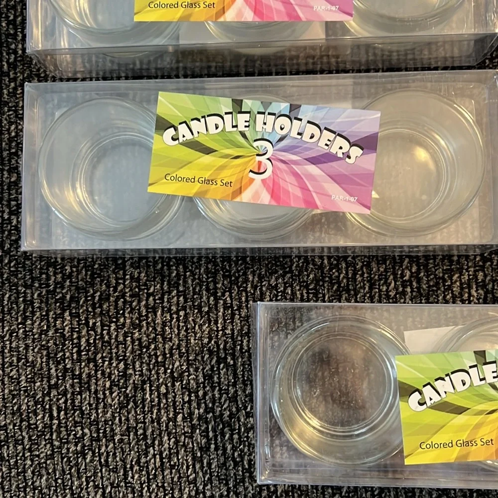NWOT Clear Candle Holders, 27 total
